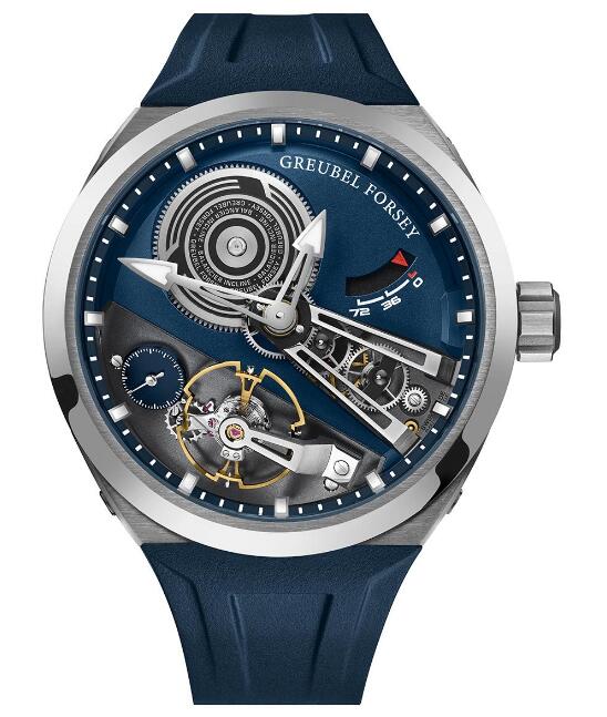 Replica Greubel Forsey Watch Balancier S2 Titanium Blue Rubber Strap Men